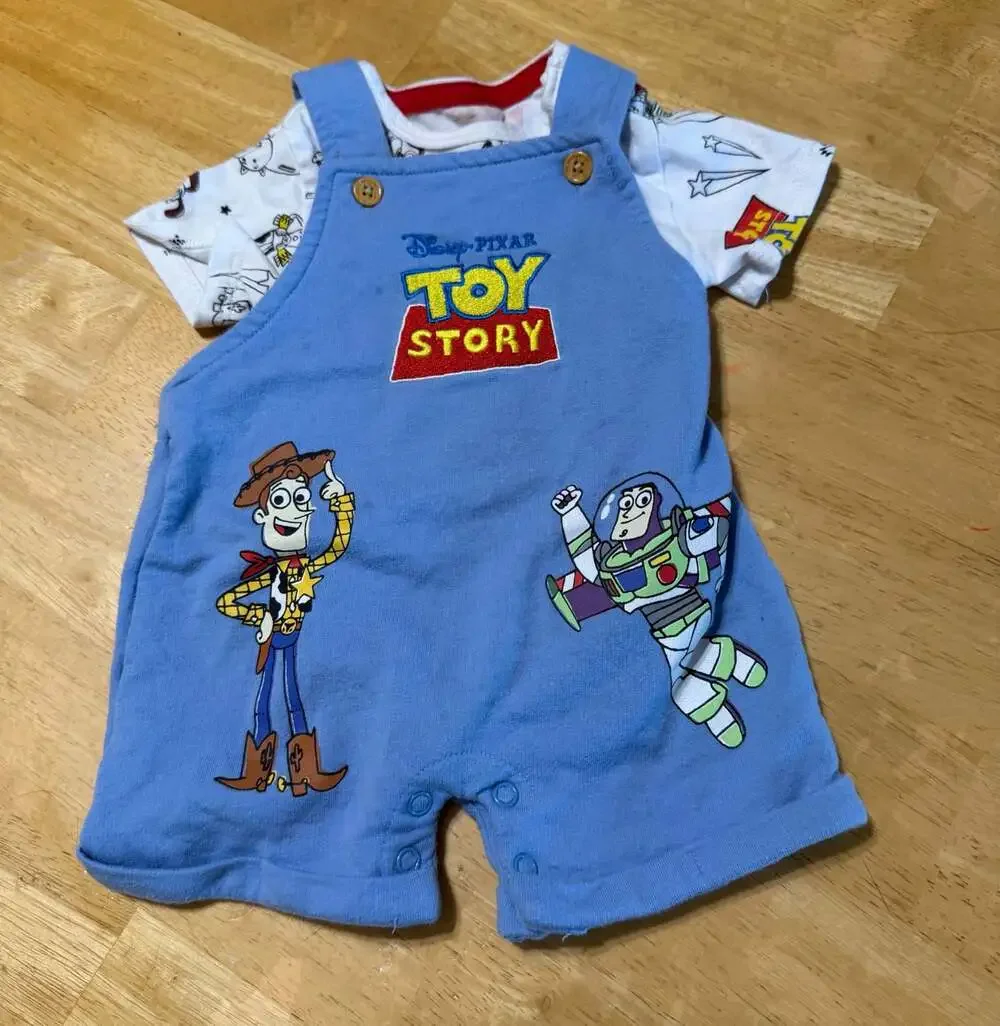 Disney Baby Toy Story Woody and Buzz Lightyear Shortall and T-Shirt Set 0-3M